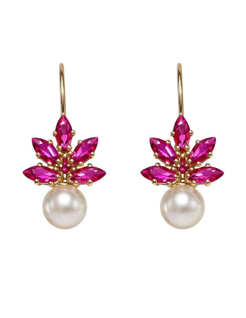 Aretes cortos de abanico de oro 10 K con acabado brillante zirconia Aretes cortos de abanico de oro 10 K con acabado brillante zirconia